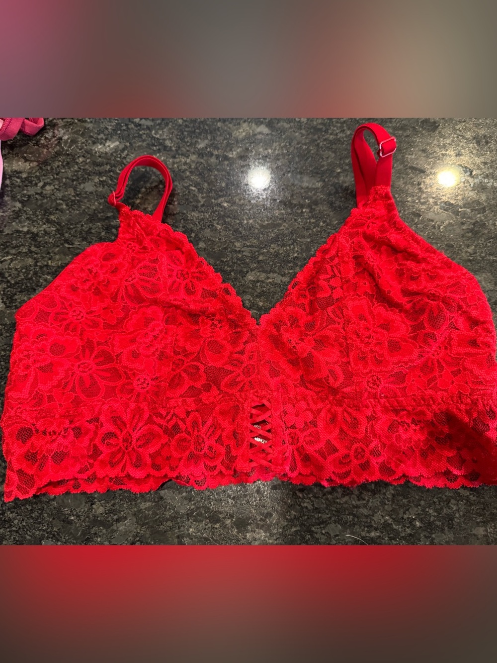 Victoria's Secret Red Lace Bralette with Floral Detail